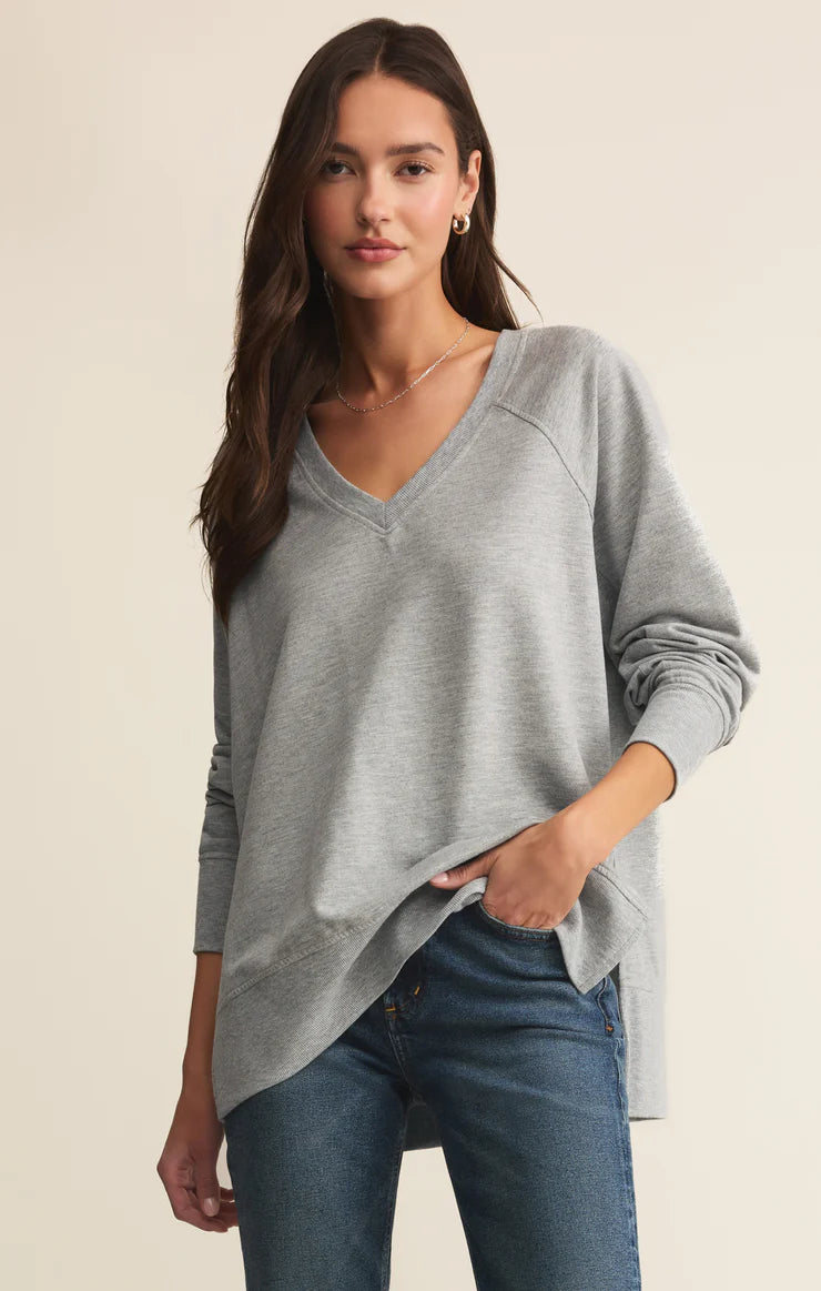V-Neck Weekender In Heather Grey