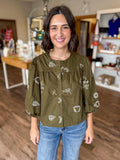 Olive Embroidery Blouse