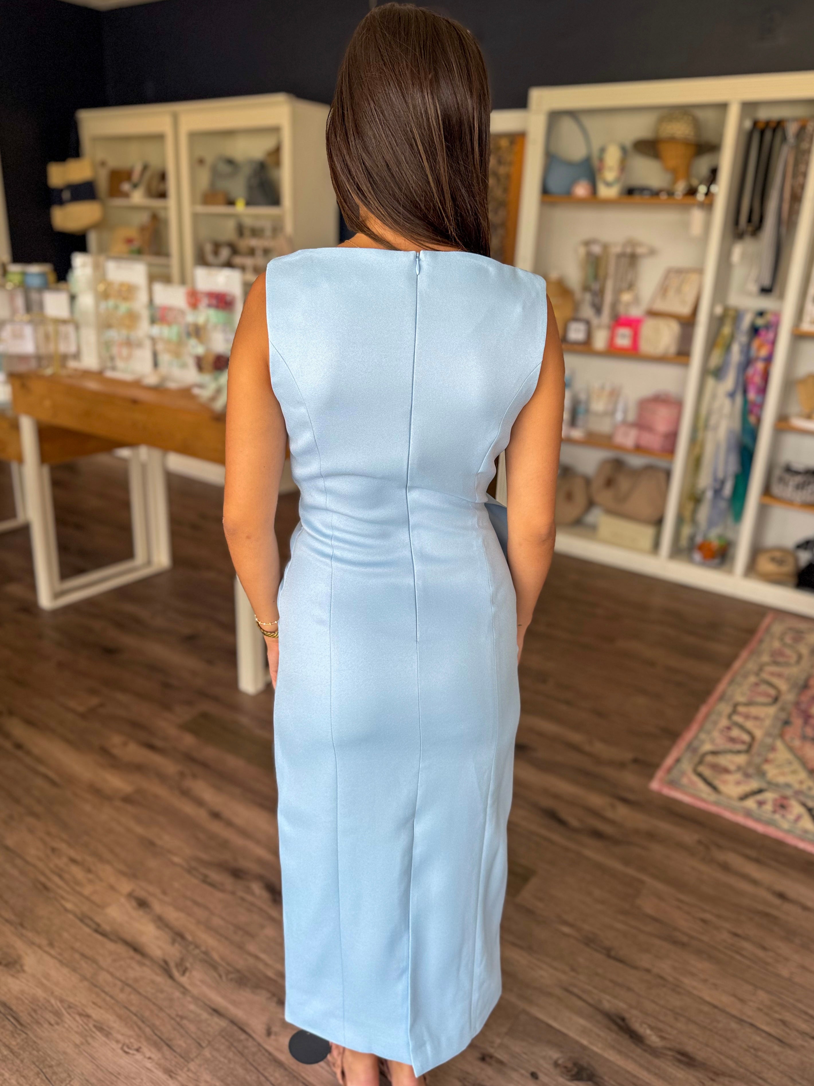 Liora Drape Ruffle Column Dress