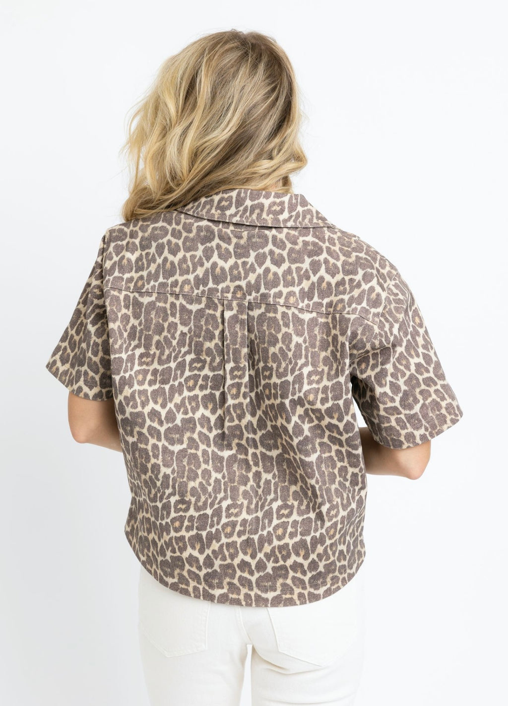 Leopard Denim Pocket Top