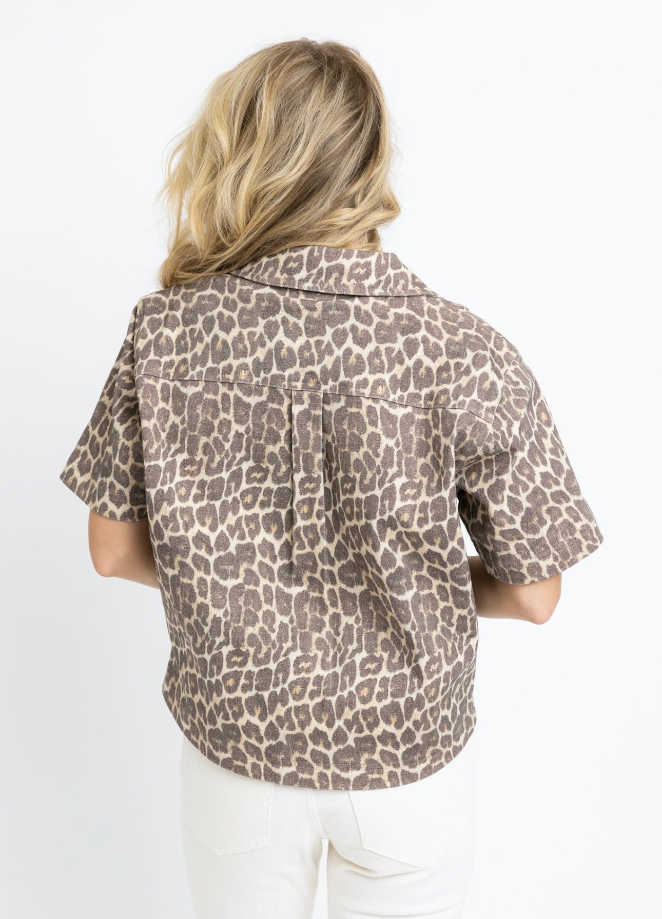 Leopard Denim Pocket Top