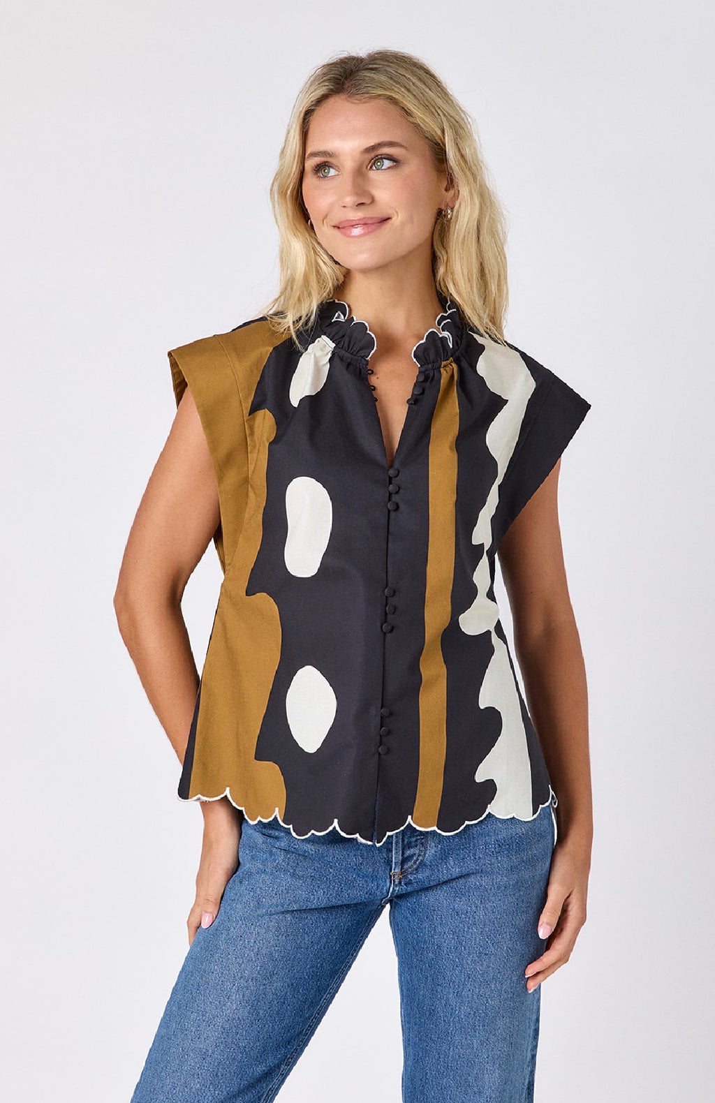Fritzy Top in Wild Line Print