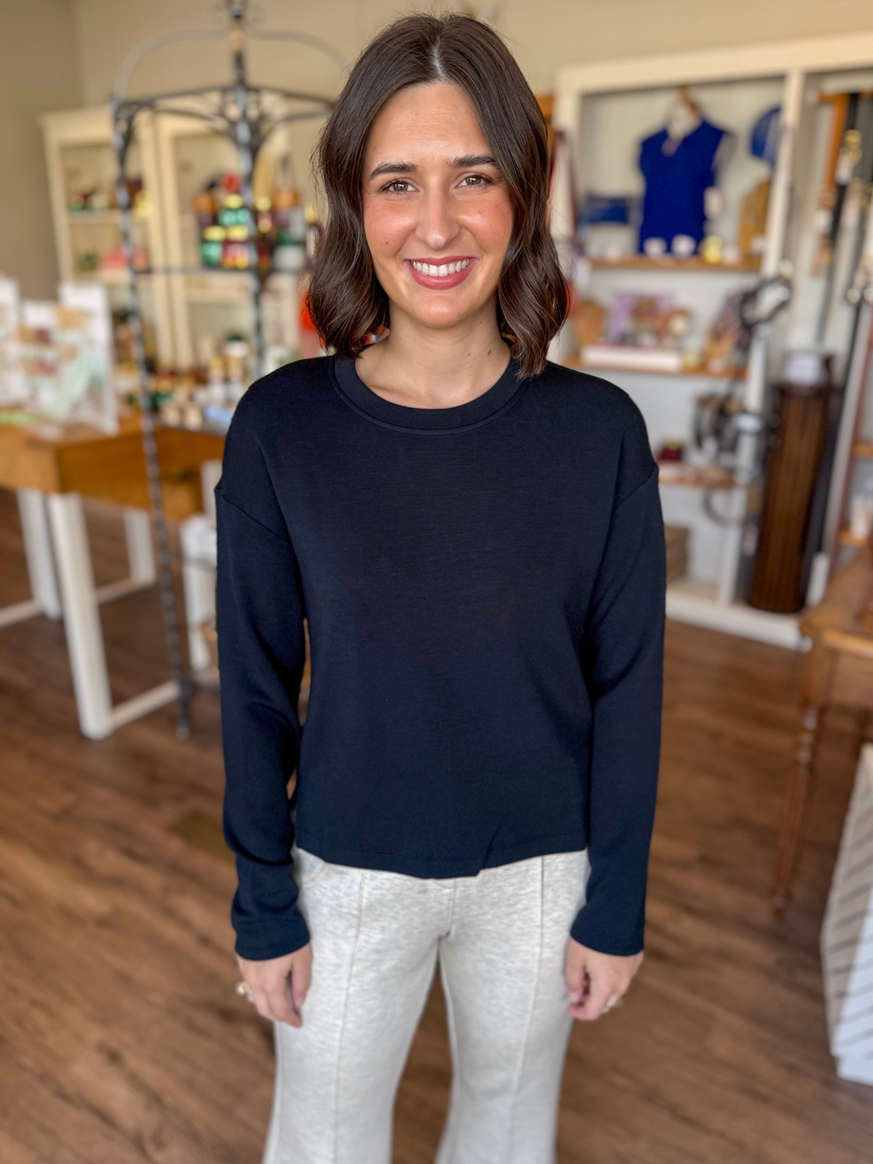 Air Essentials Long Sleeve Top in Black