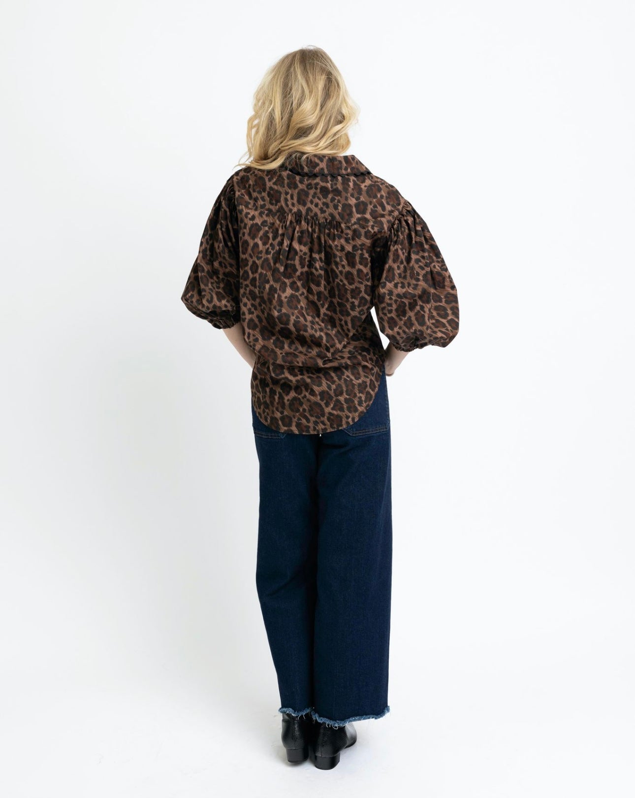 Leopard Poplin Top