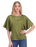 Olive Back Wrap Blouse
