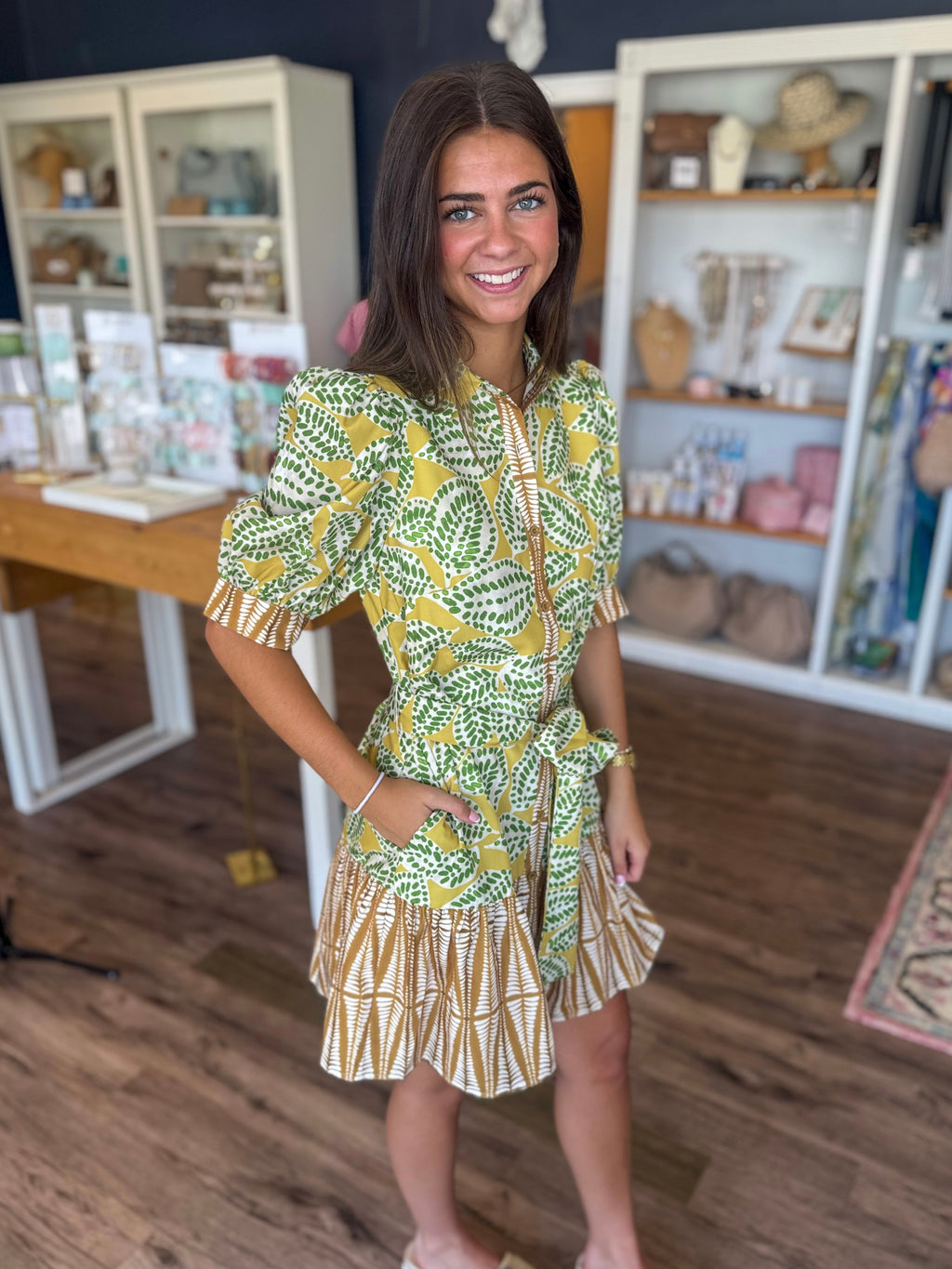 Olive Canopy Ruffles Dress