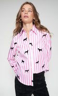 Rosa Stripe Dog Print Blouse