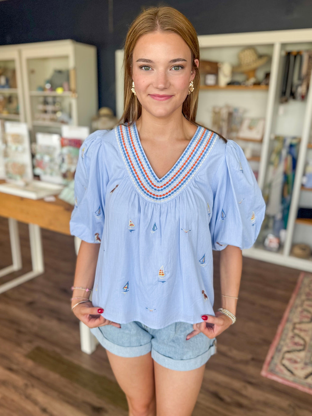 Light Blue Coastal Charm Top