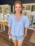 Light Blue Coastal Charm Top
