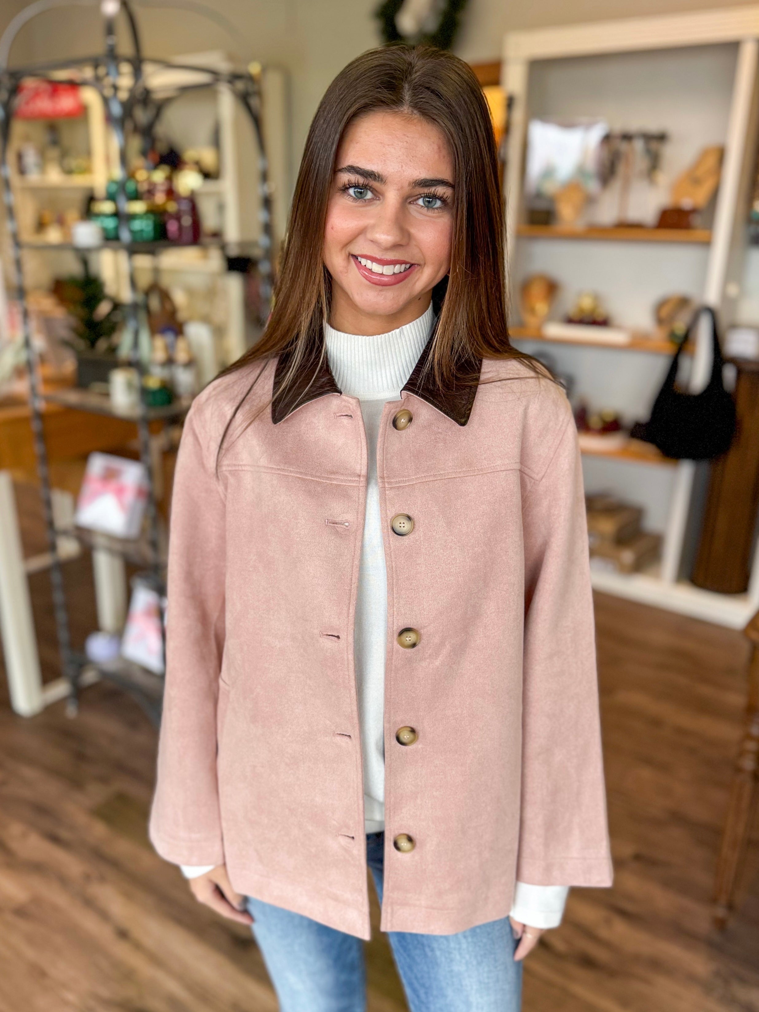Pink Suede Barn Jacket