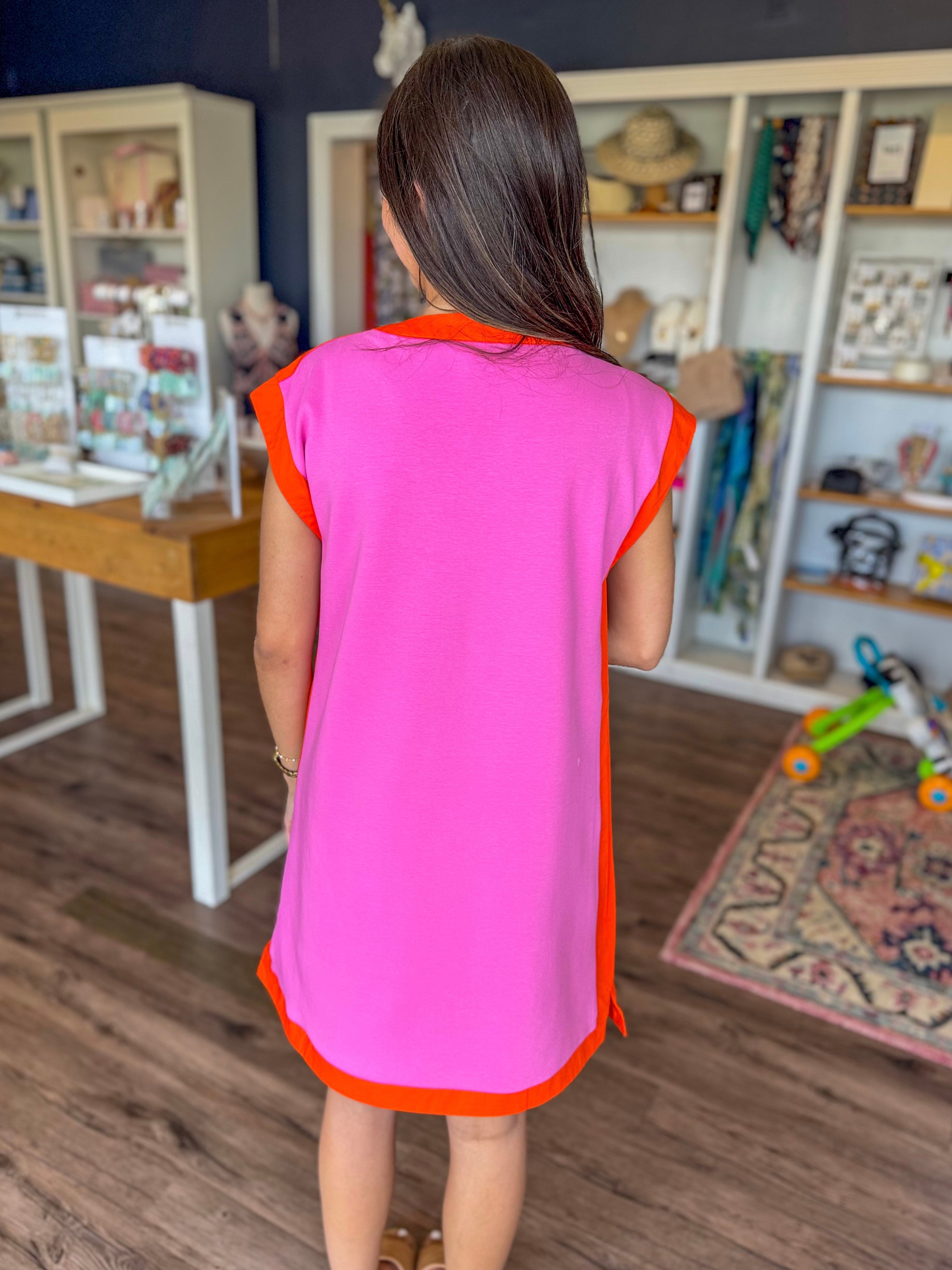 Vibrant Pink and Orange Dress