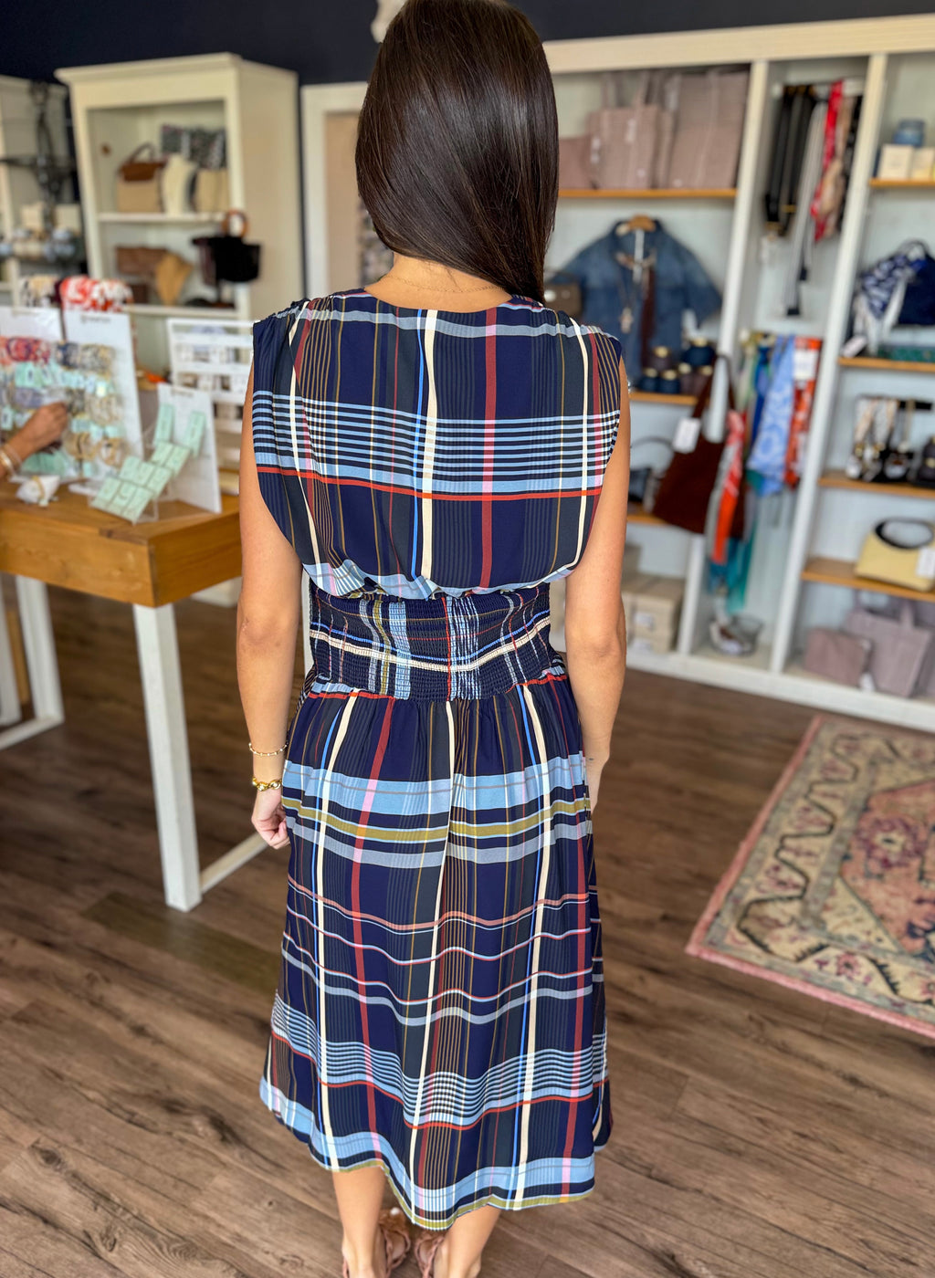 Plaid Sleeveless Zipper Front Dress