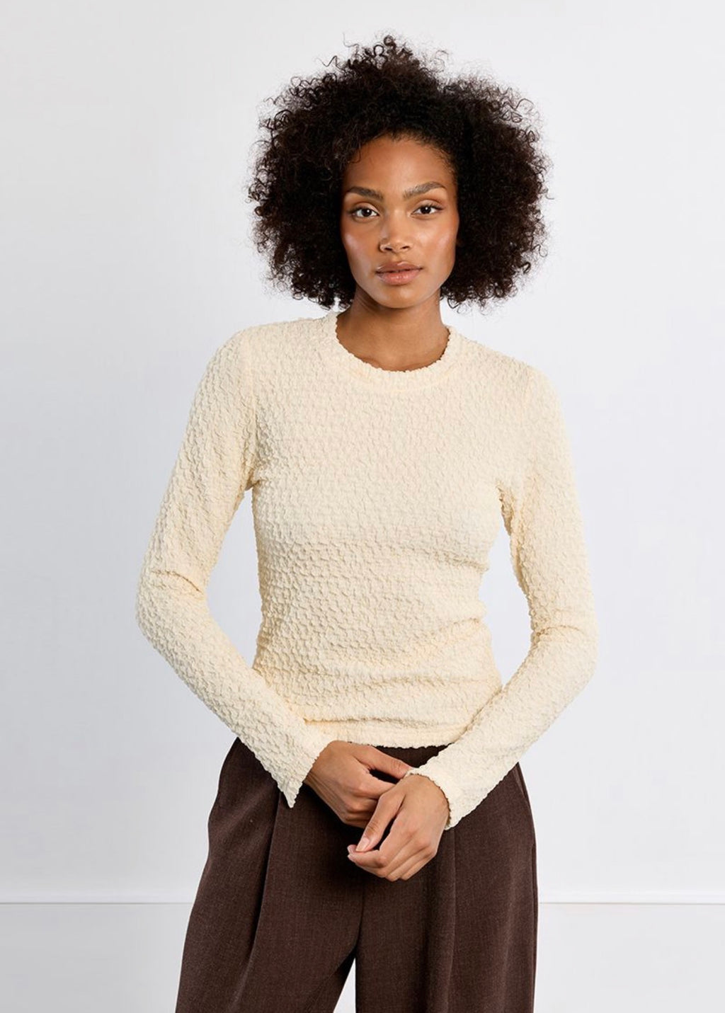 Cream Crinkled Top