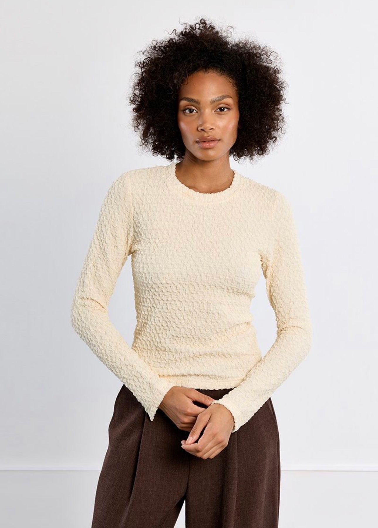 Cream Crinkled Top
