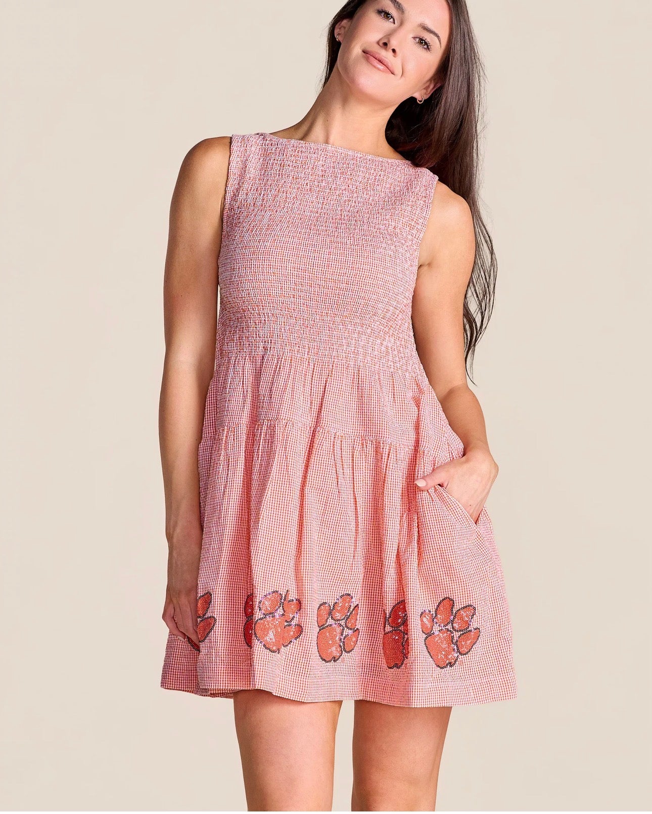 The Good Sport Seersucker Dress in Clemson
