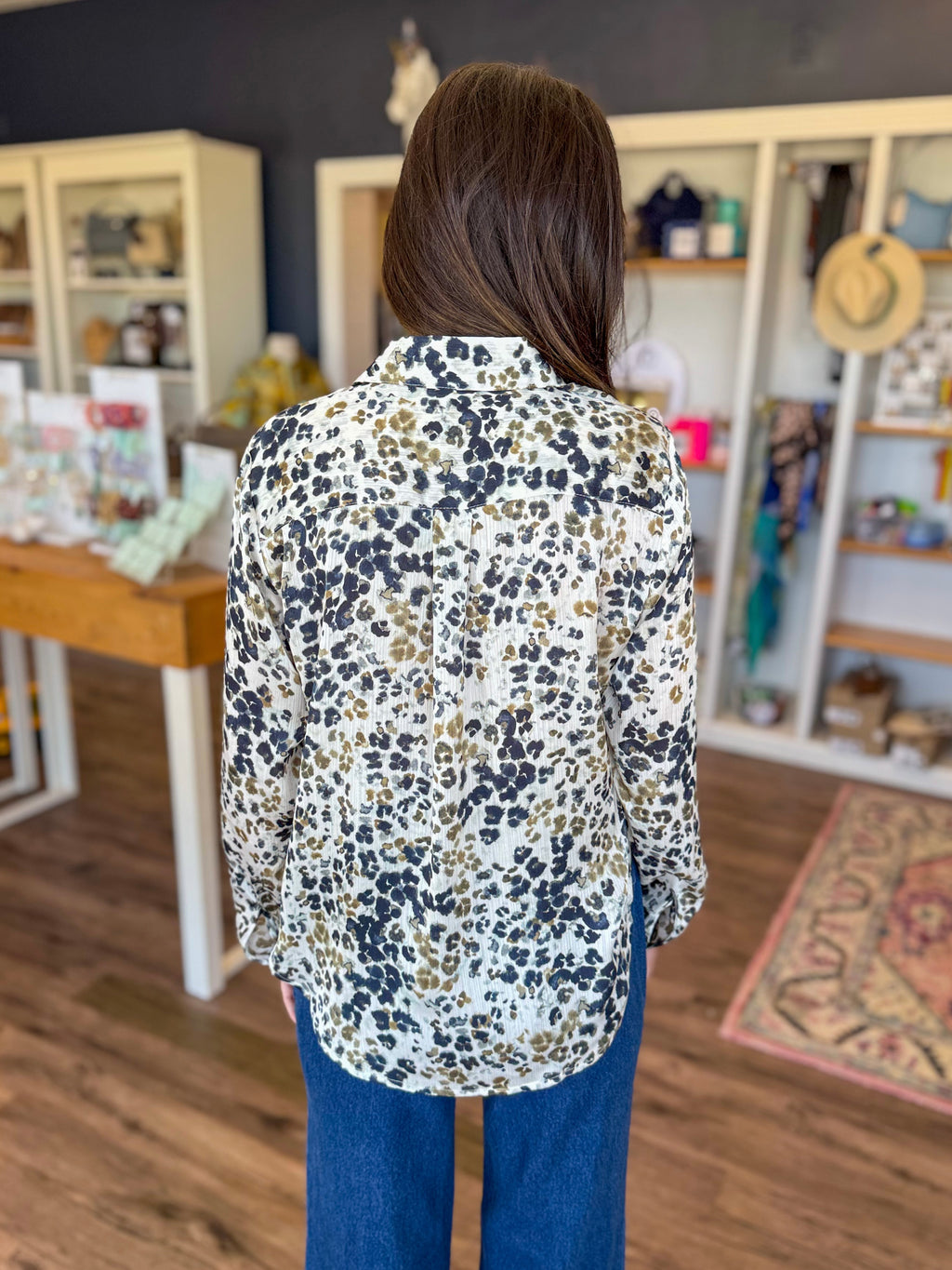 Natalie Long Sleeve Cheetah Blouse