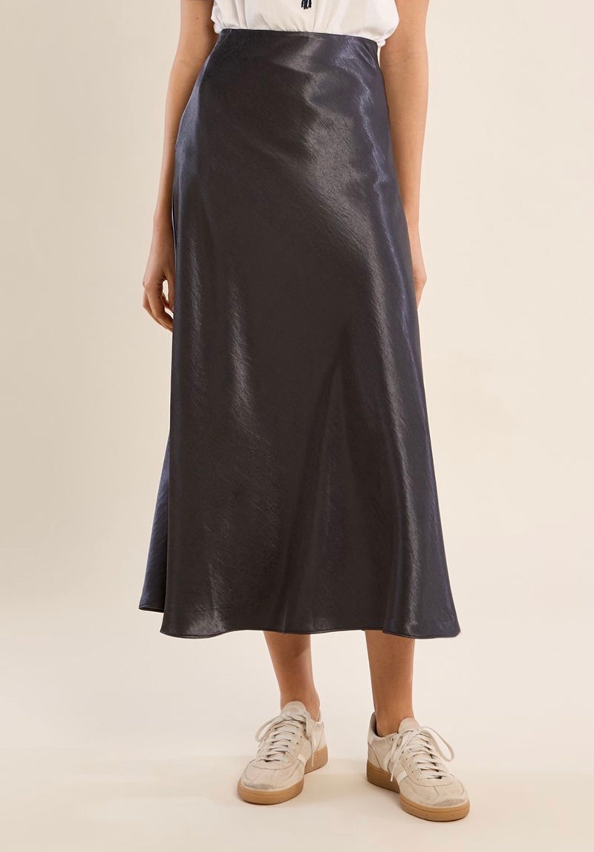 Gun Metal Satin Skirt