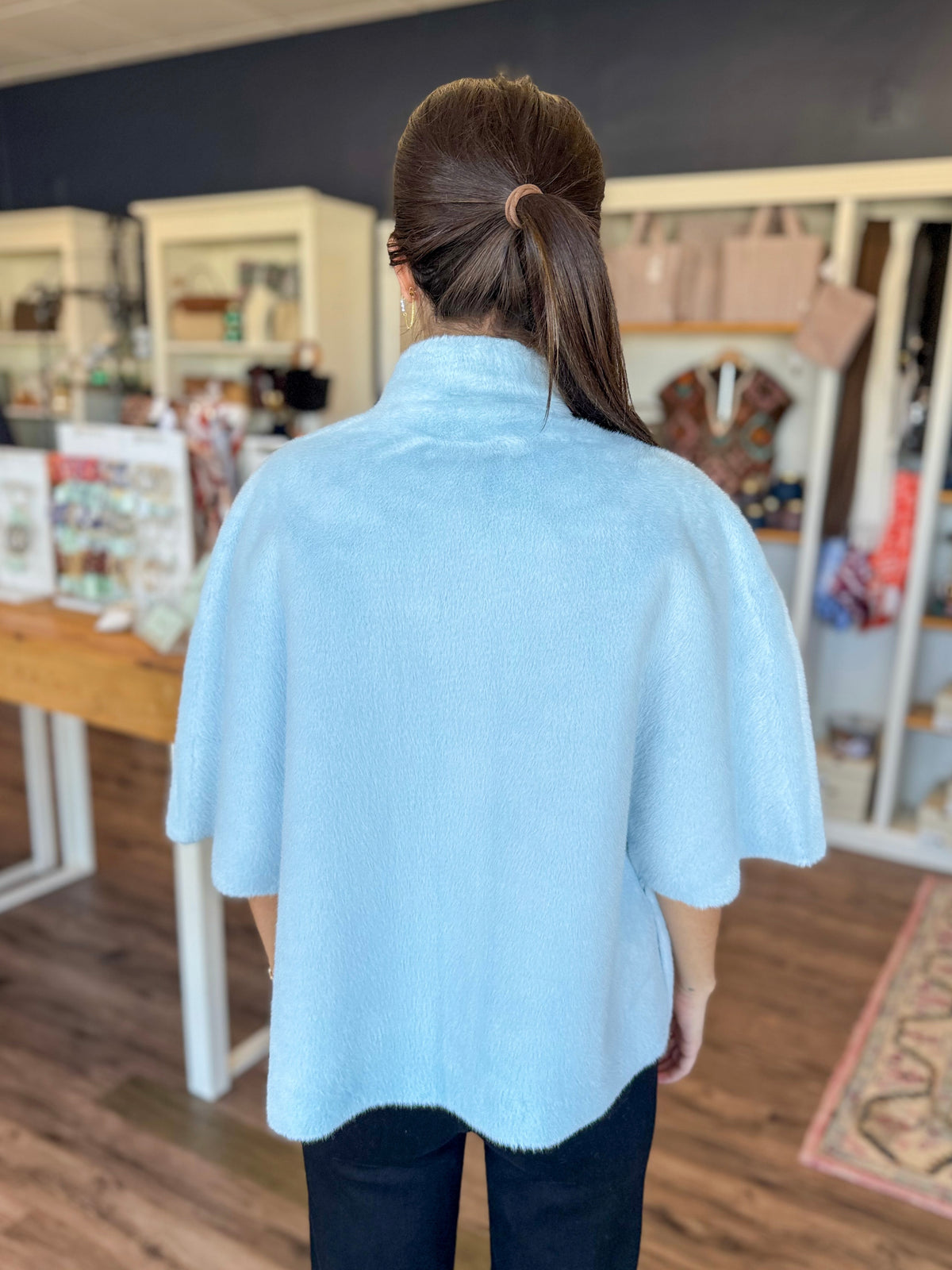 Faux Fur Capelet in Blue Ice