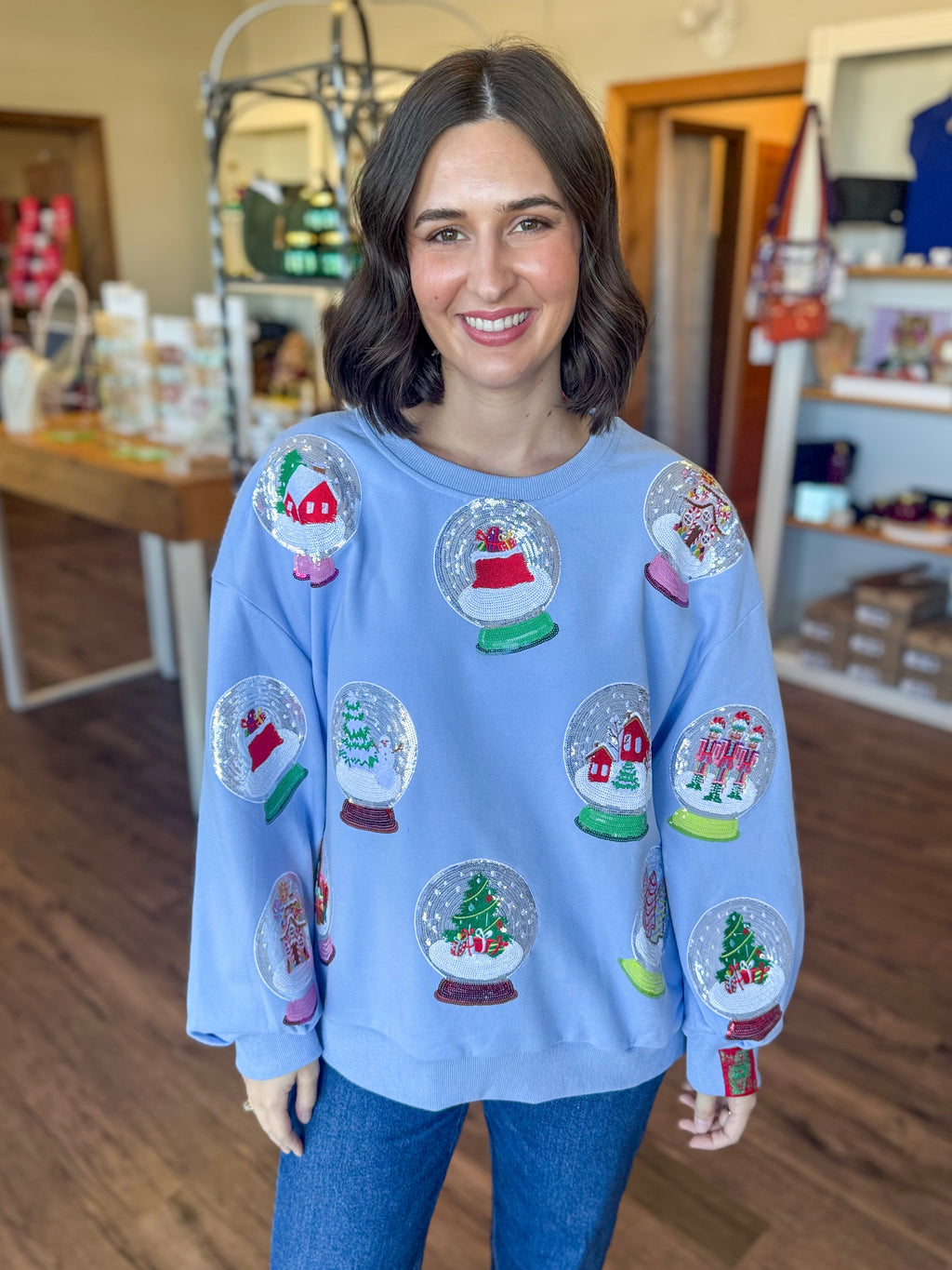 Sequin Snow Globe Sweatshirt