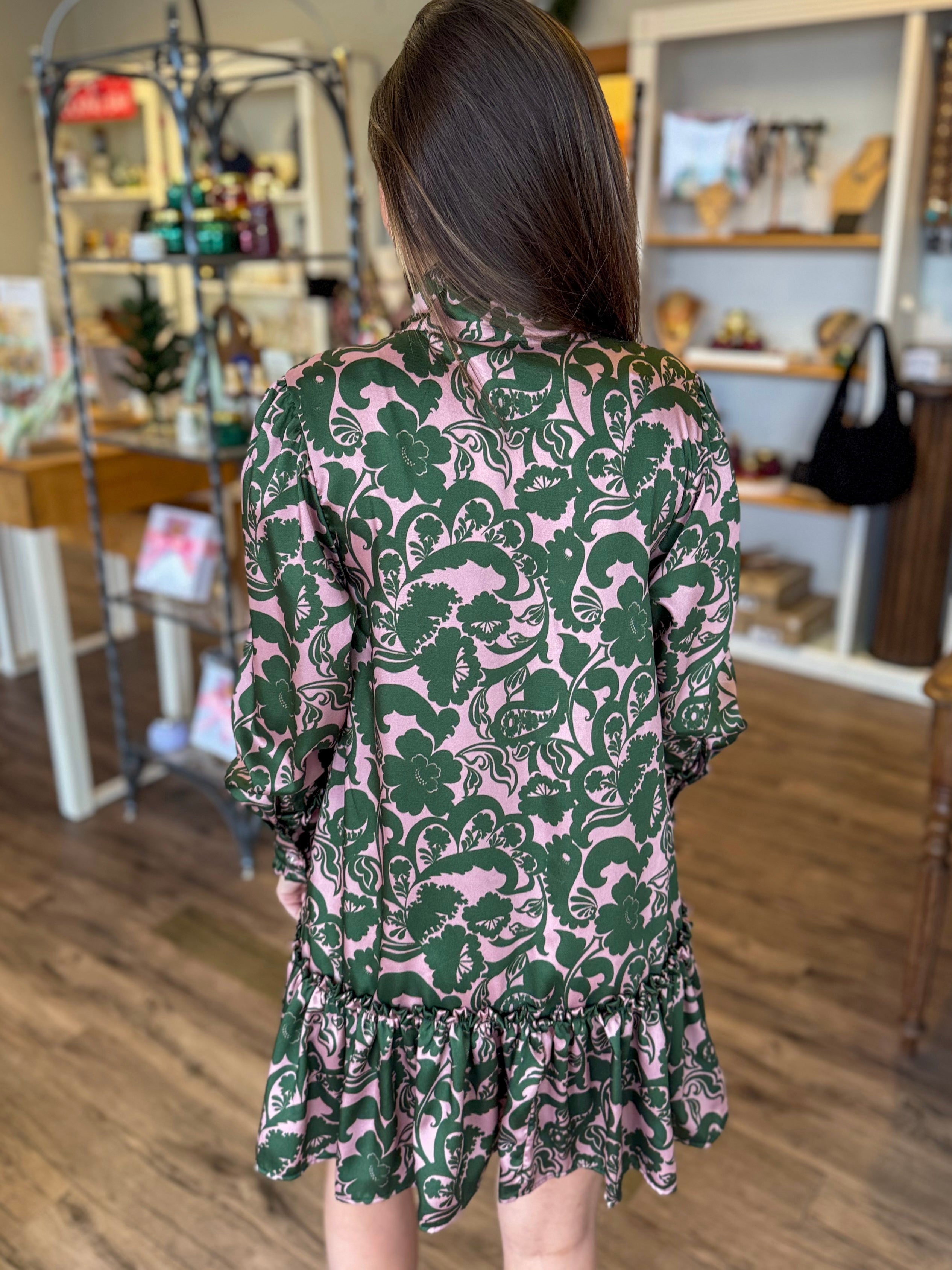 Paisley Bow Neck Dress