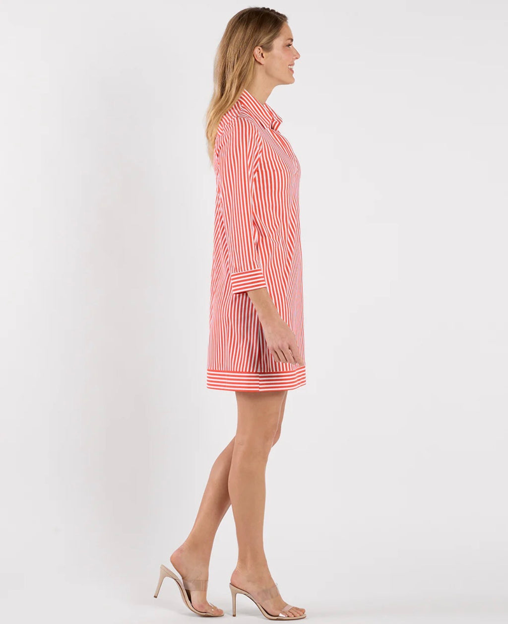 Finley Stripe Dress in Coral