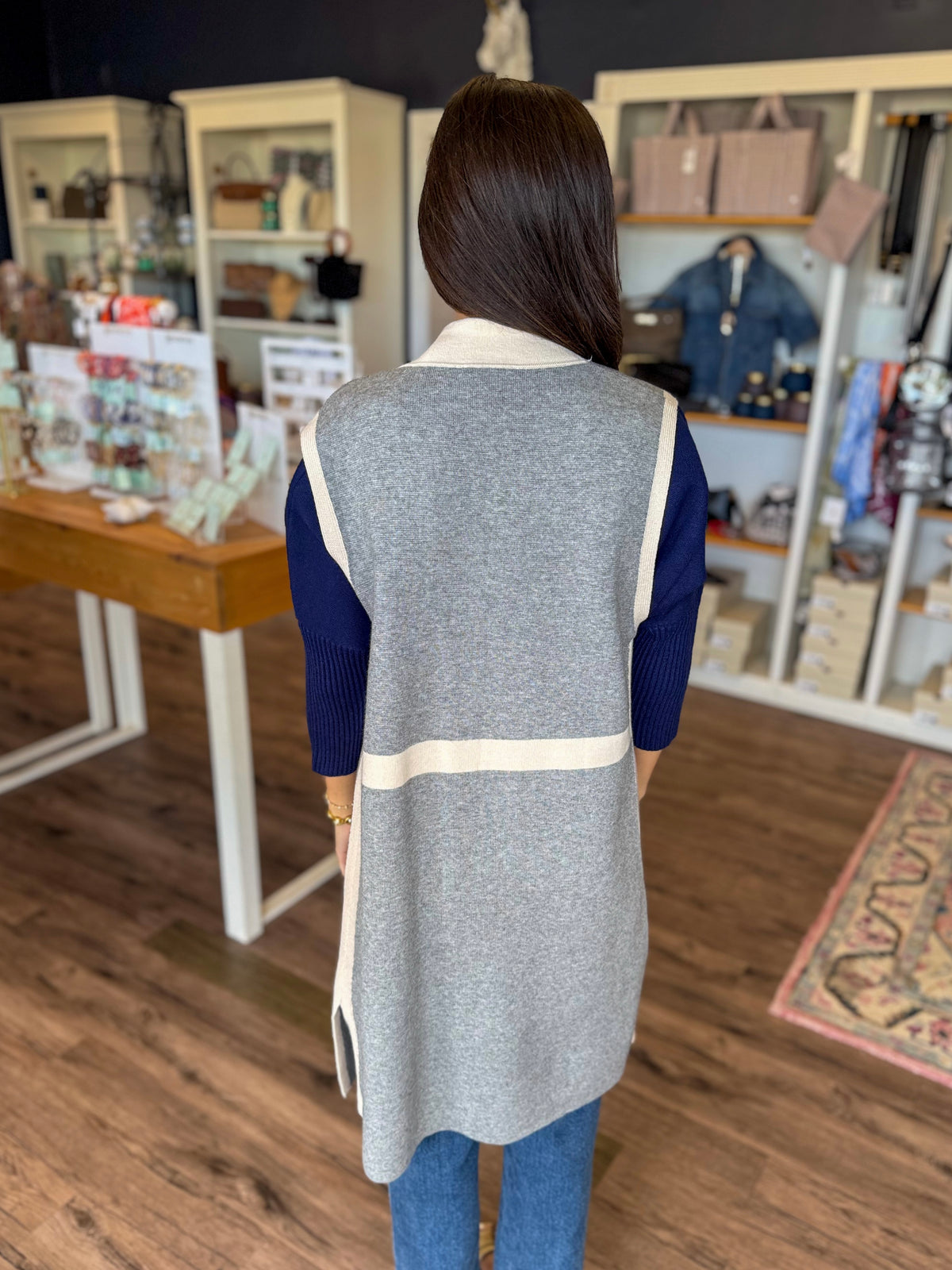 Navy and Grey Colorblock Vest