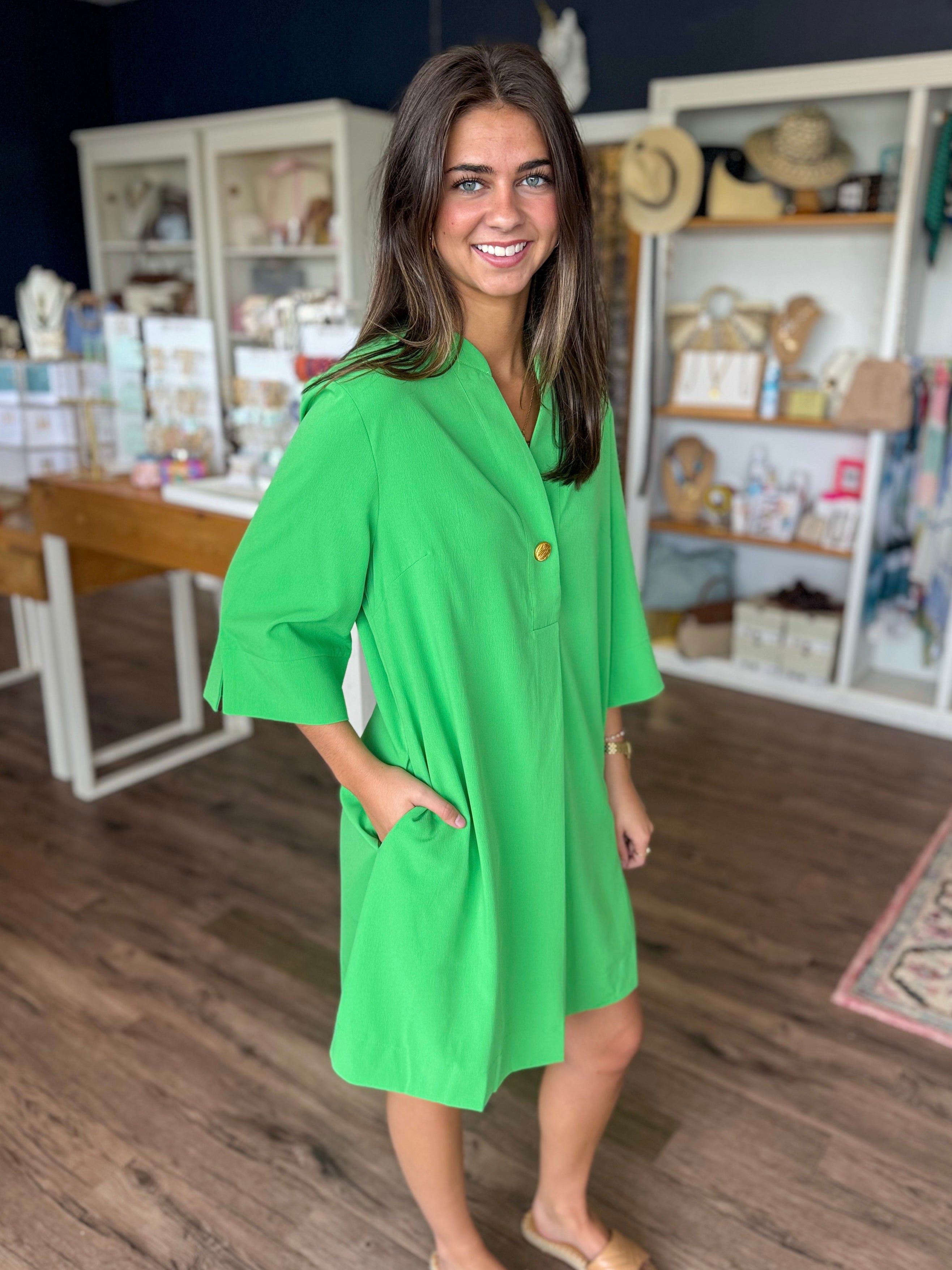 Green Button Dress
