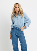 Chambray Denim Button Up Top