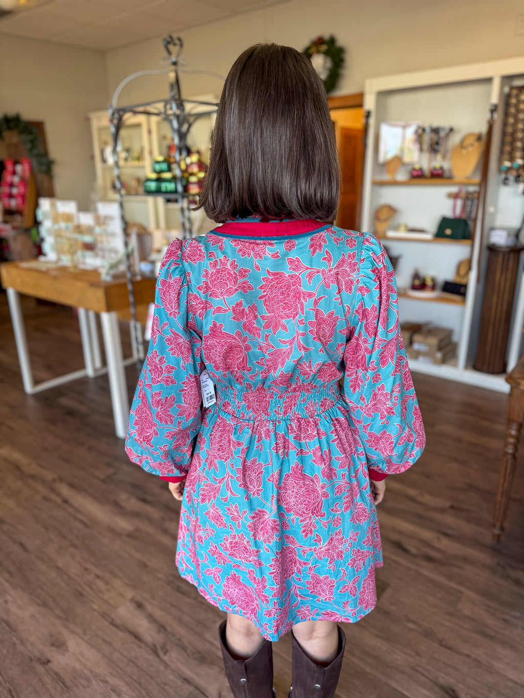 Blue and Pink Floral Mini Dress