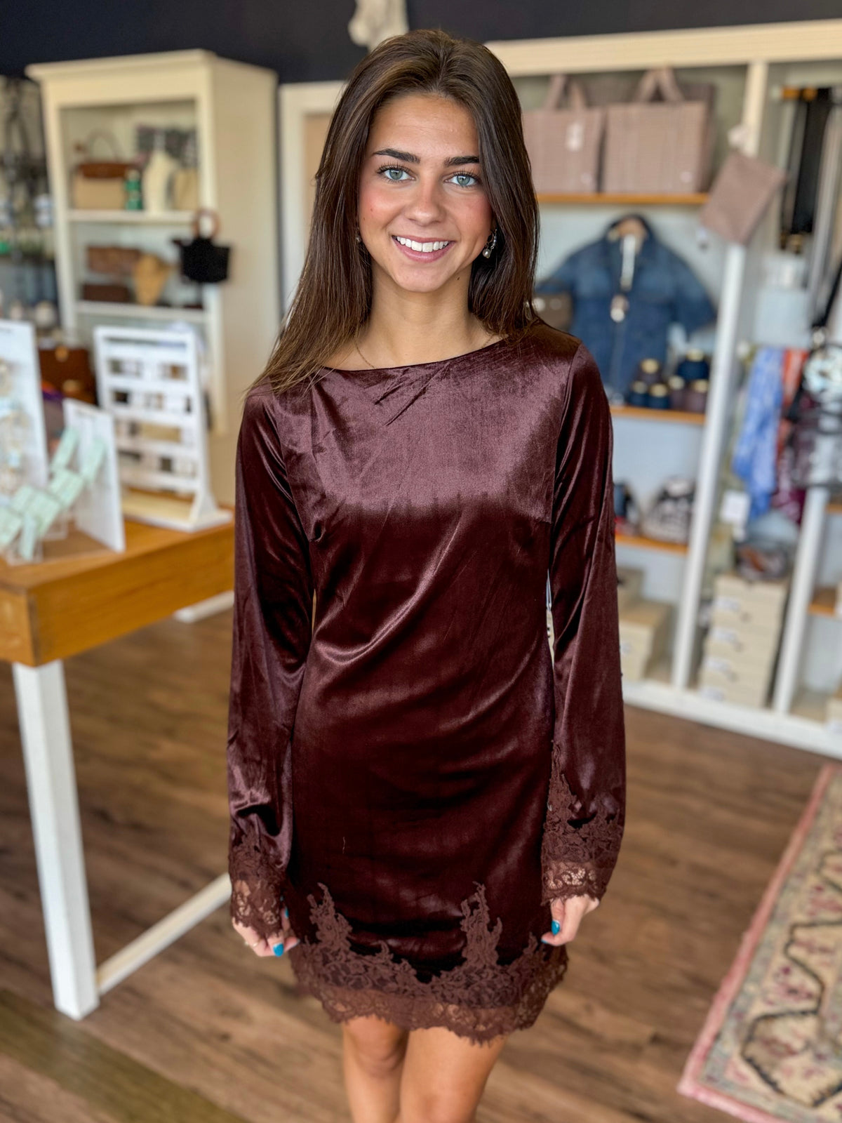 Velvet Lace Mini Dress