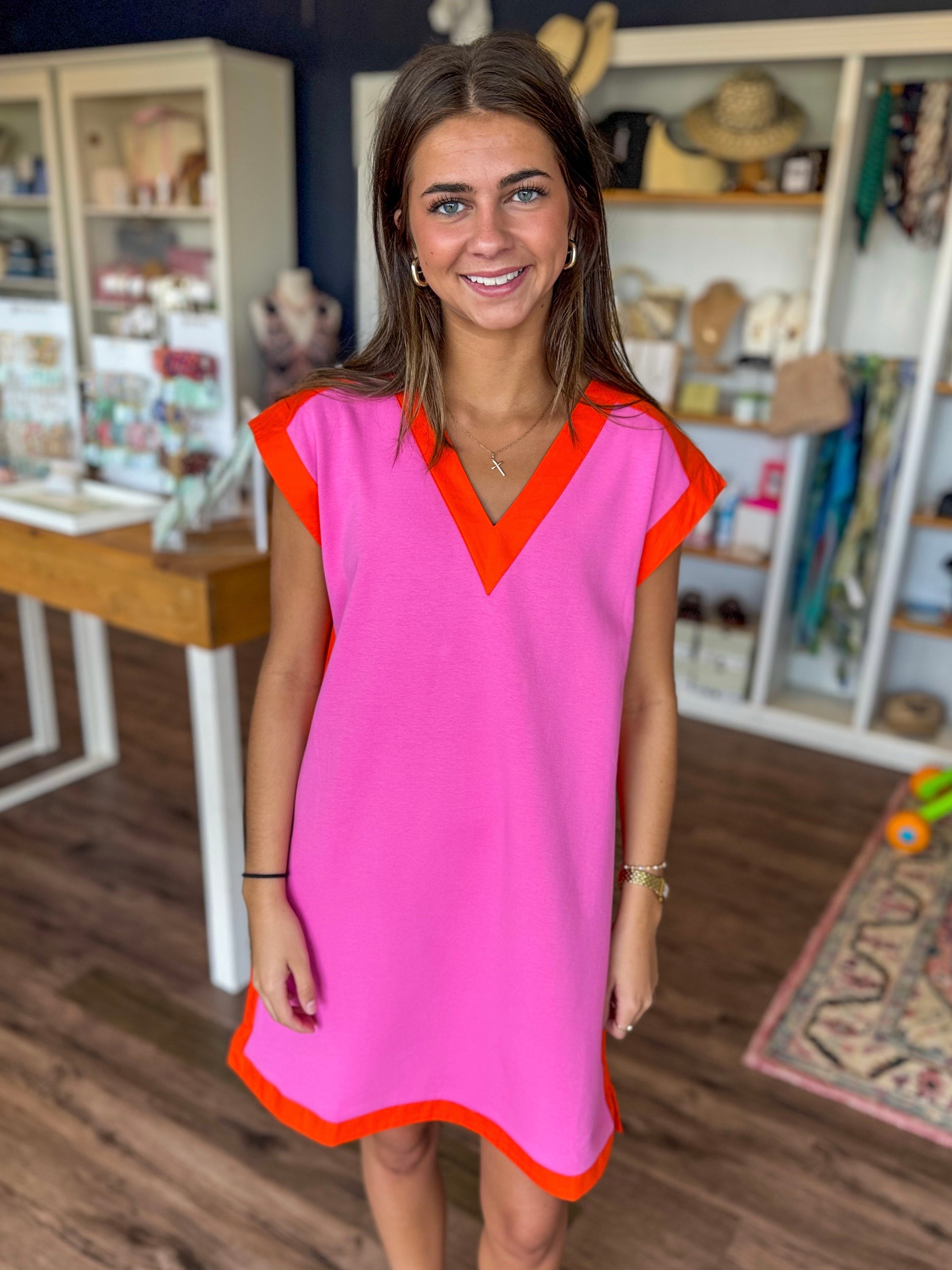 Vibrant Pink and Orange Dress