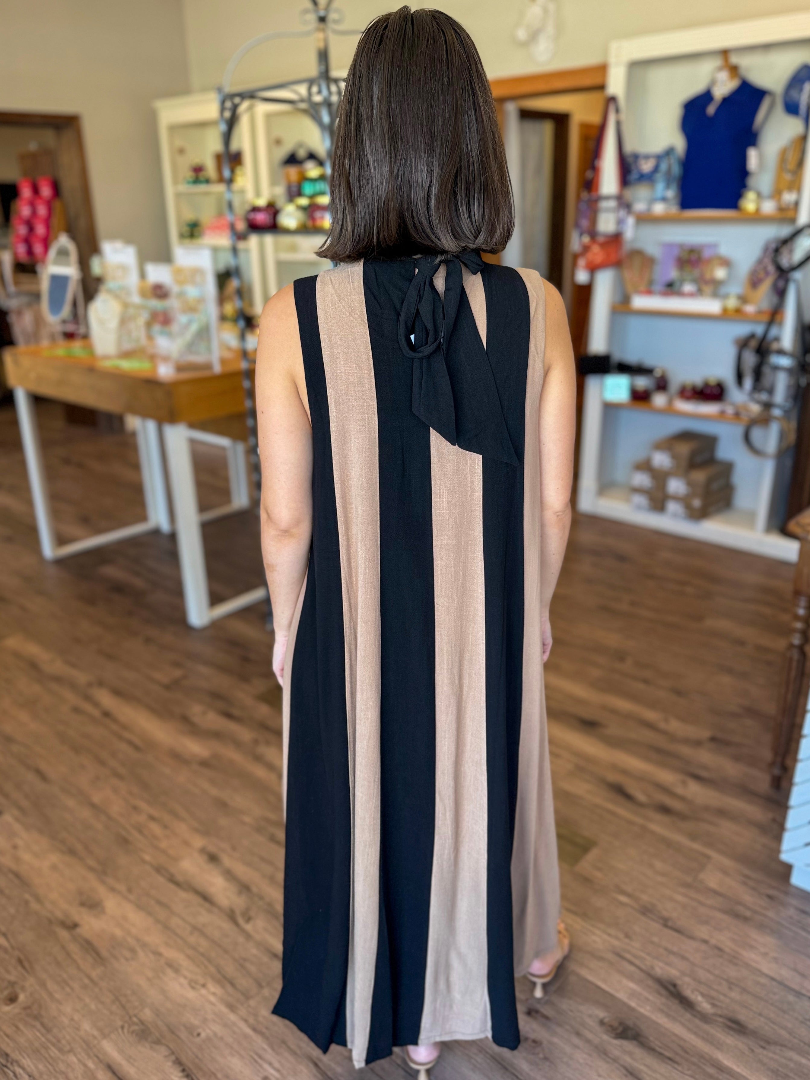 Black and Tan Stripe Dress