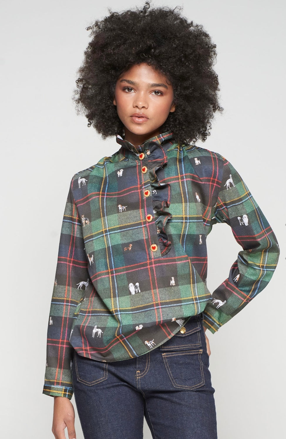 Escoces Plaid Dog Blouse
