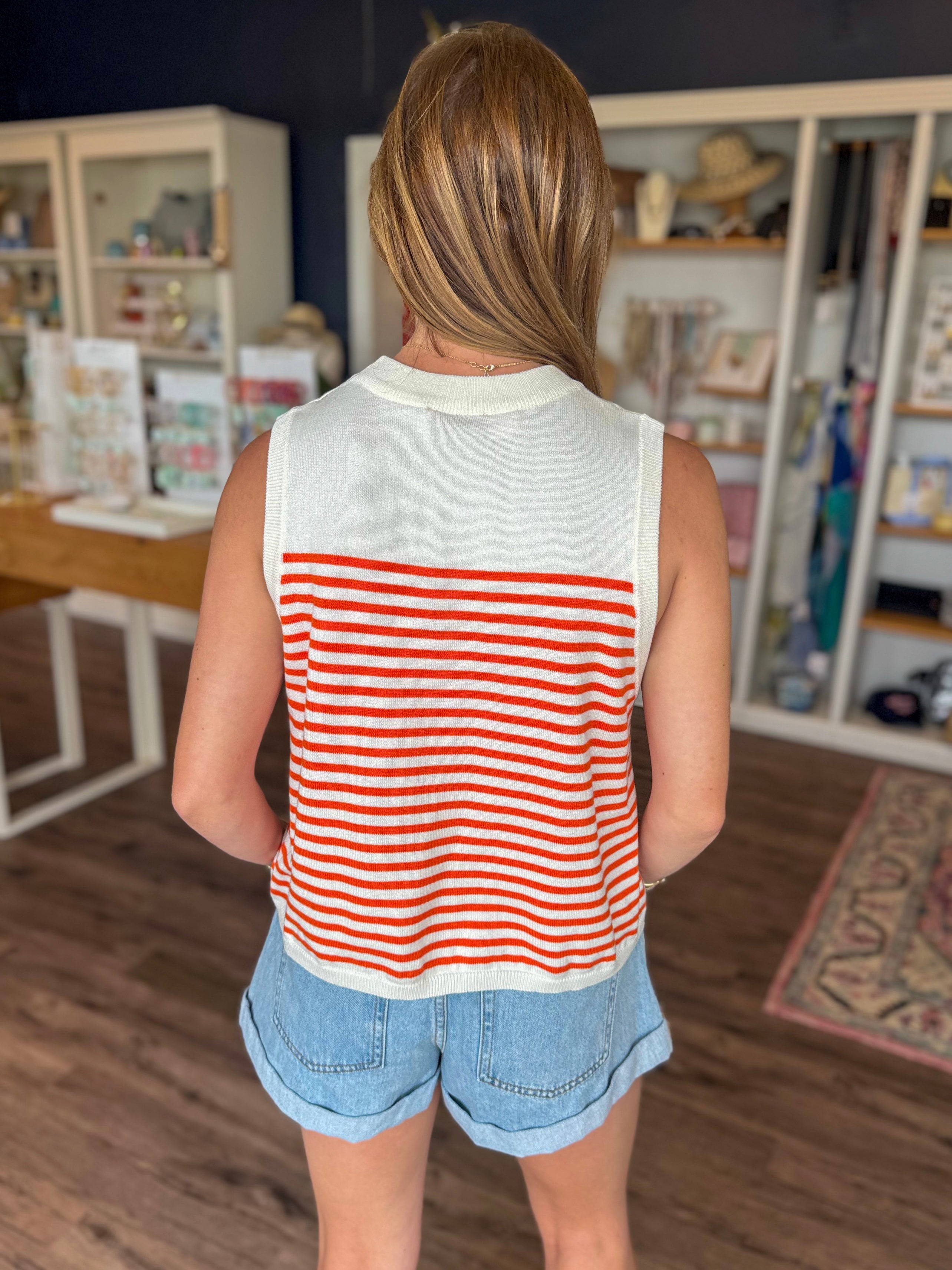 Clemson Paw Stripe Knit Top