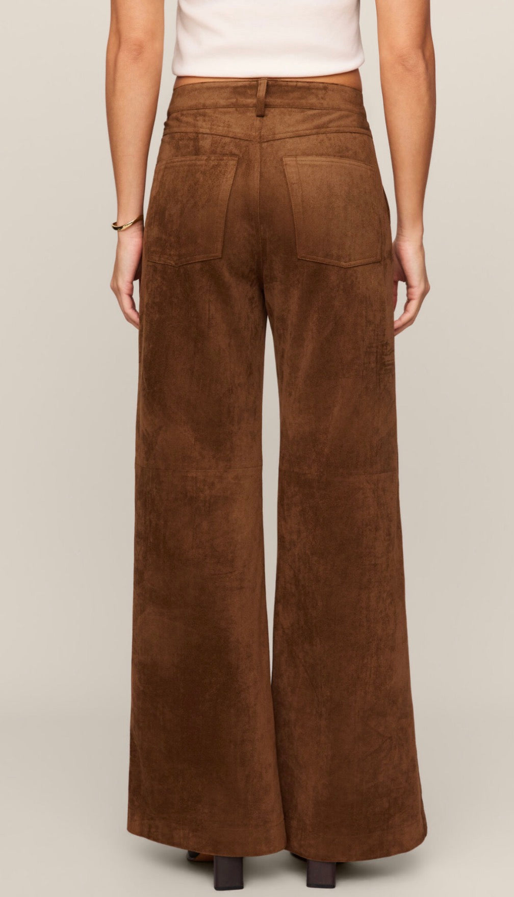 Cecile Mid Rise Wide Leg Suede Pants