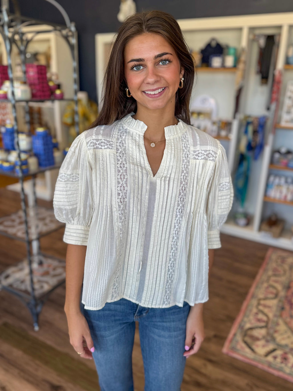 Cream Peasant Blouse