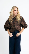 Leopard Poplin Top