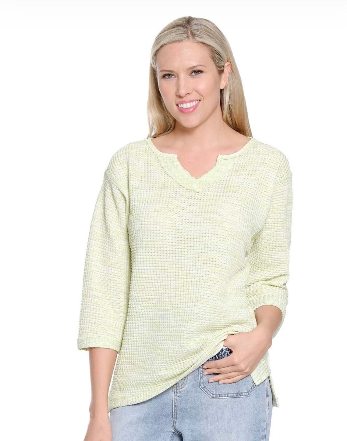Lime Wash Textured Light Weight Sweater