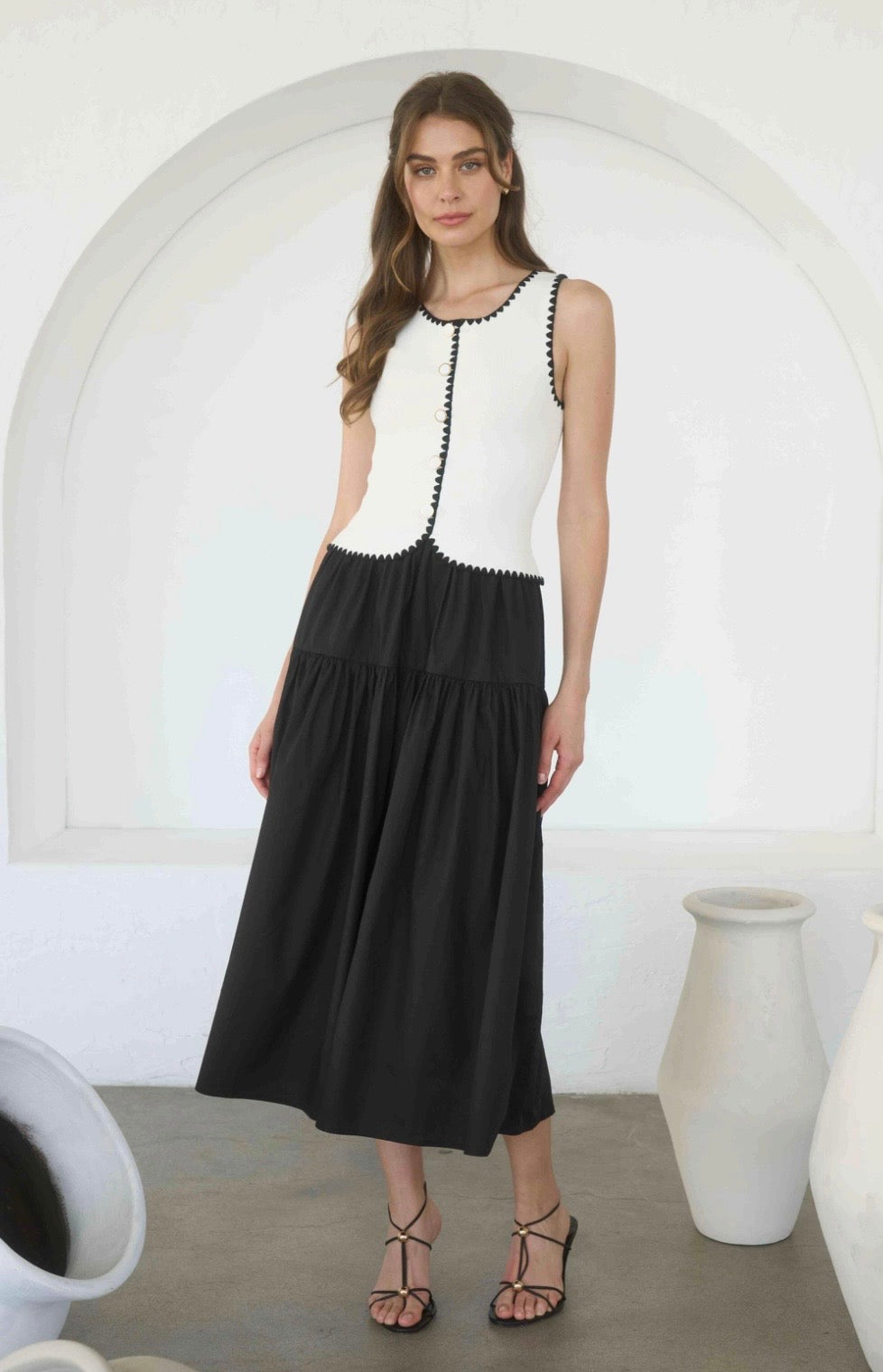 Black and White Mix Maxi Dress
