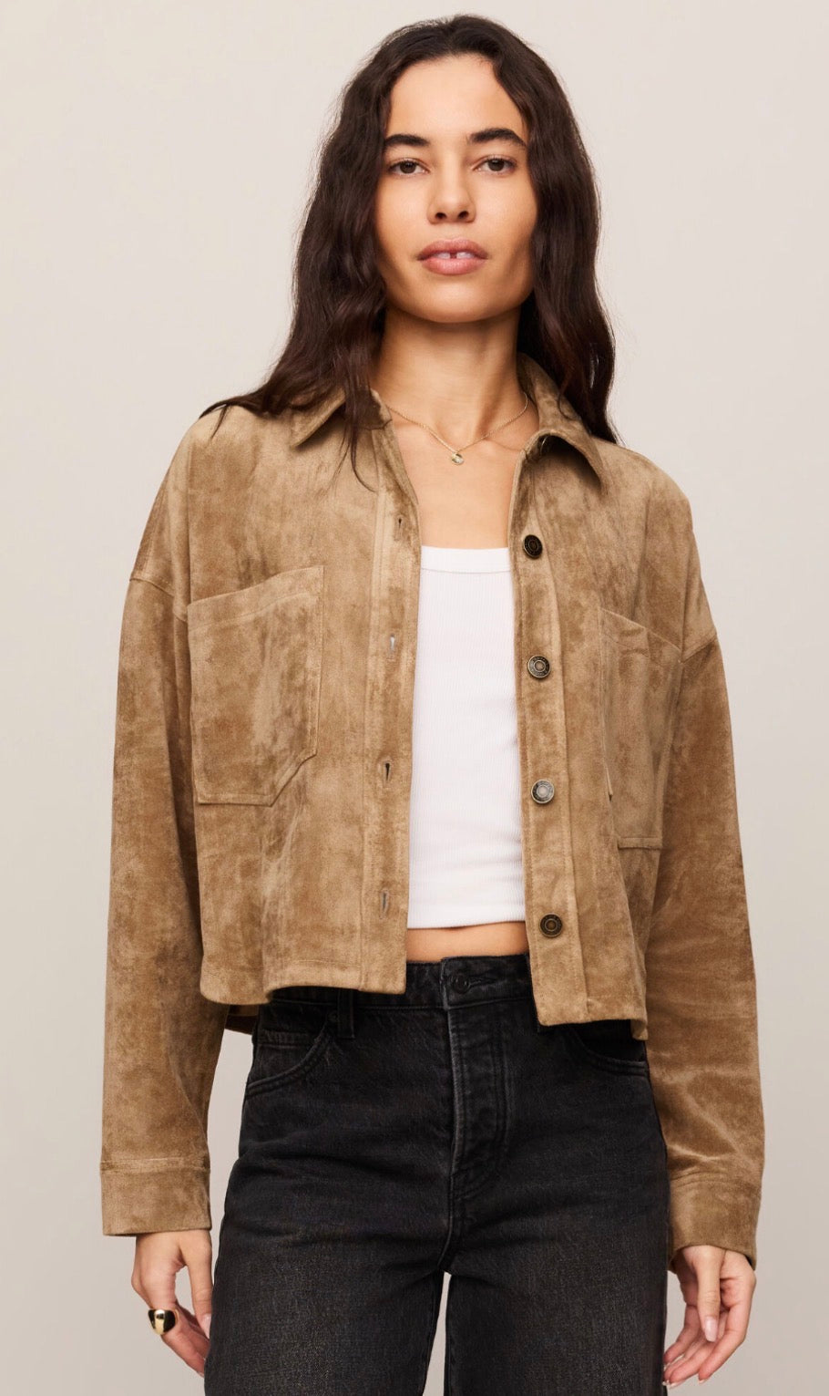 All Day Cropped Suede Jacket