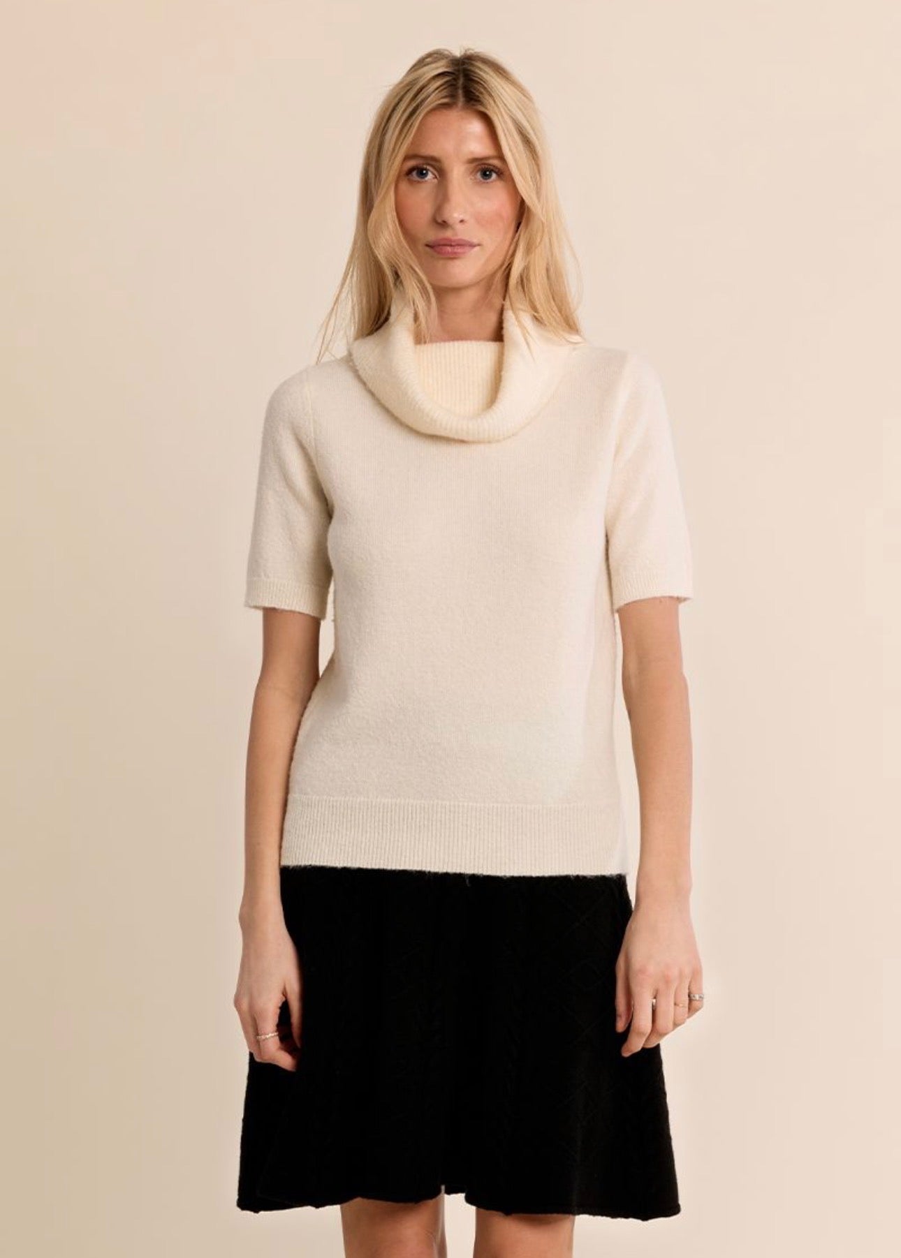 Cream Short Sleeve Sweater