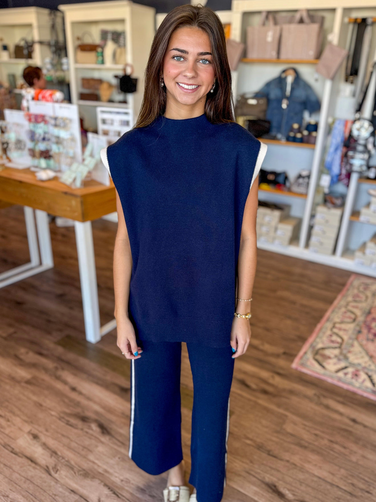 Navy Stripe Knit Tunic