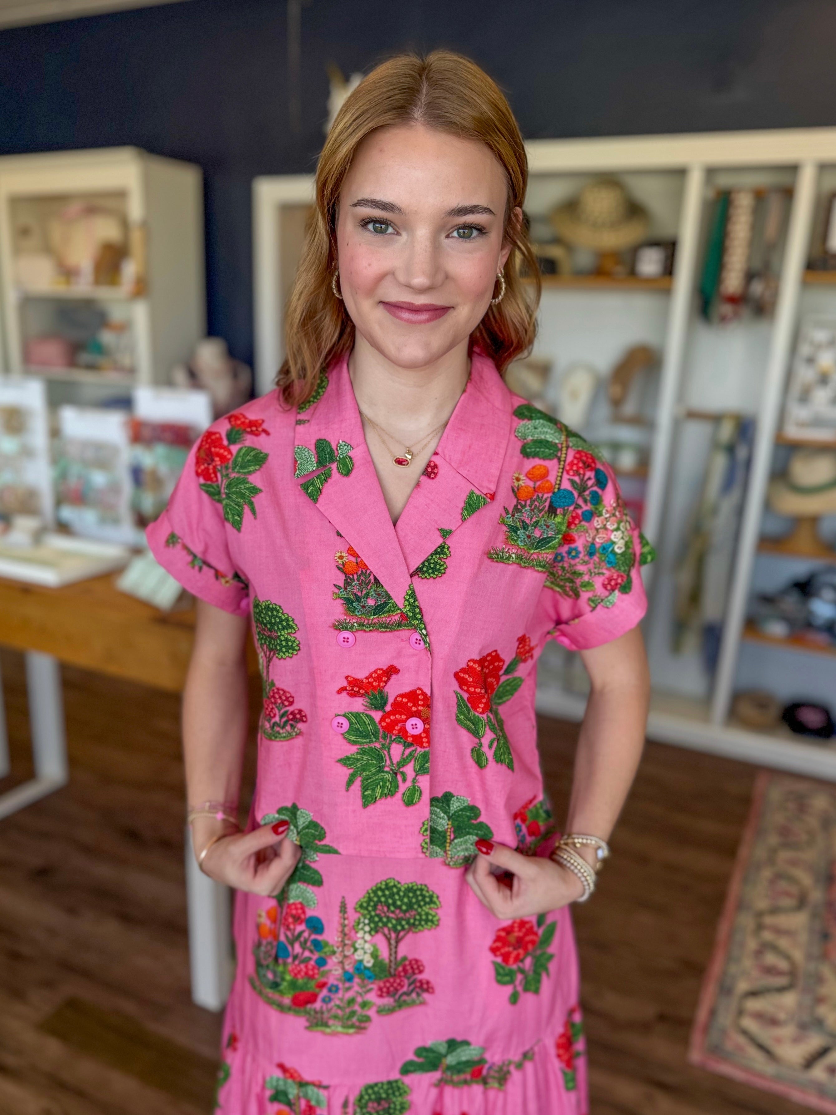 Kya Collared Top in Pink Isles