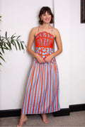 Hunter Coral Vine Stripe Midi Dress