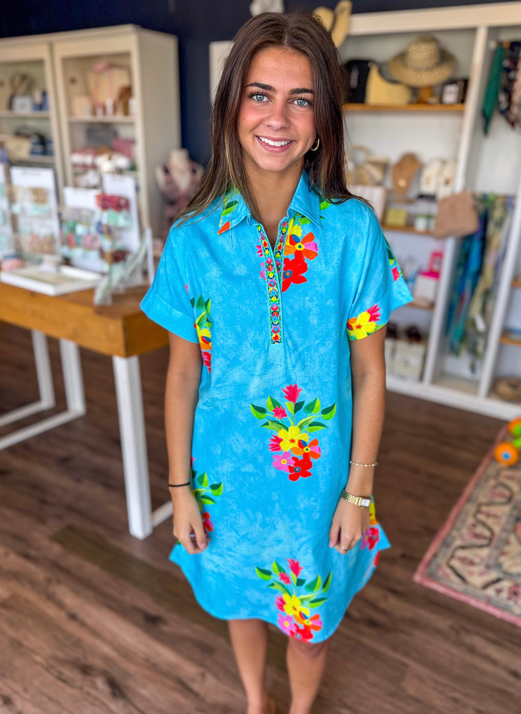 Anna Dress in Floral Sky