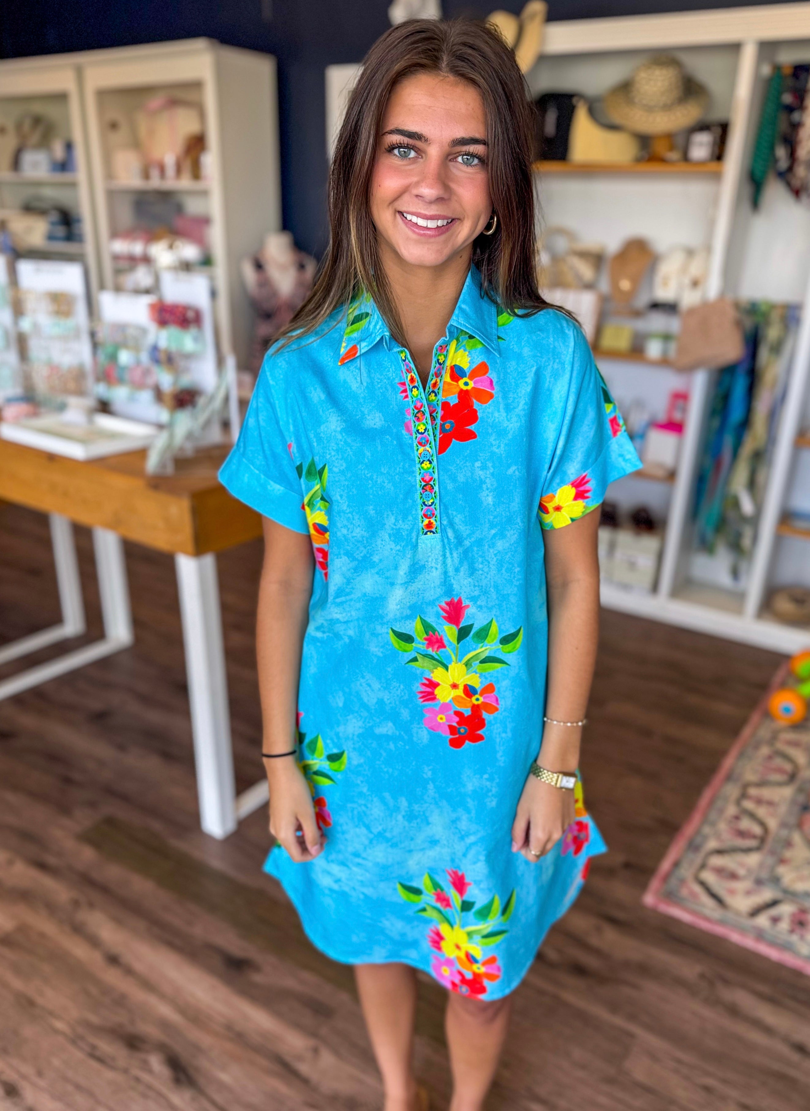 Anna Dress in Floral Sky