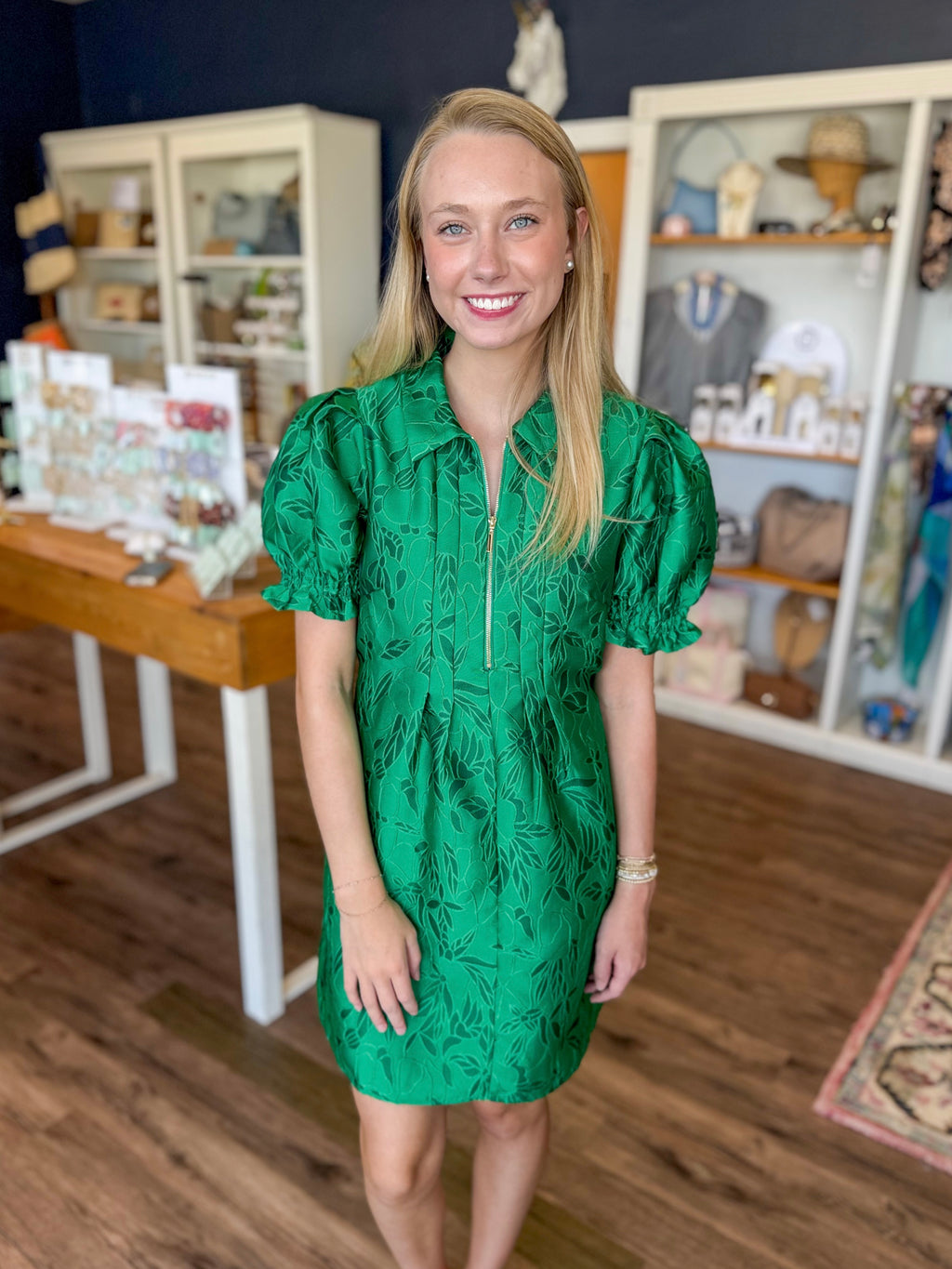 Emerald Stitch Brocade Front Stitch Dress