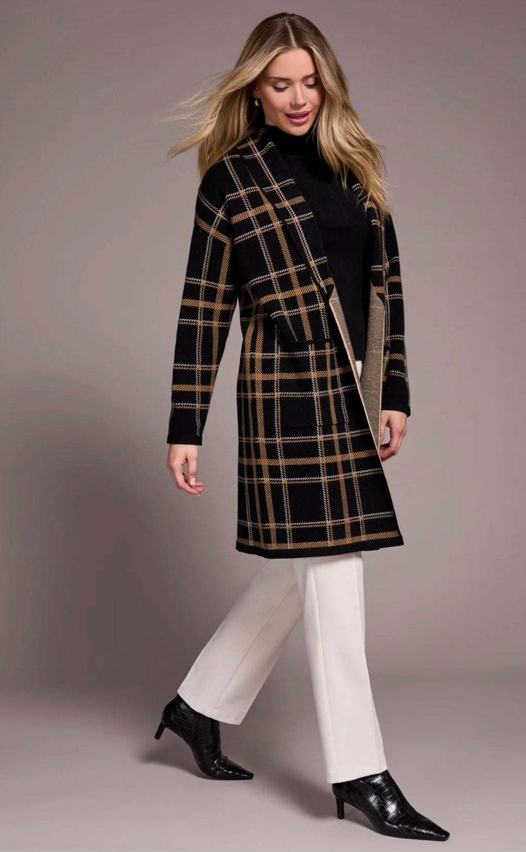 Black Plaid Cardigan