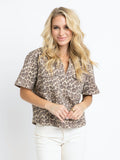 Leopard Denim Pocket Top