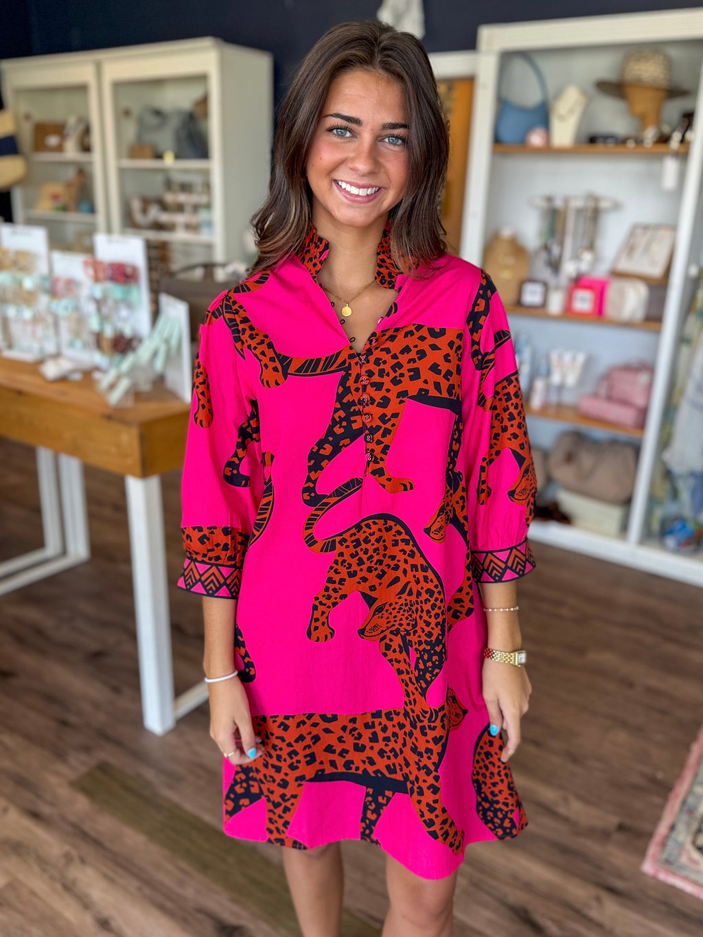 Dahlia Pink Leopard Dress
